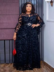 Kadınlar için Uzun Kollu Şifon Elbiseleri Afrikalı Dashiki Baskı Dubai Abayas Düğün Doğum Günü Bahar Giysileri 240422
