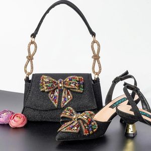 Одевания обуви Doersow High Caffue African Style Ladies and Sags Set Longe Black Italian Sag для вечеринки!SOG1-2
