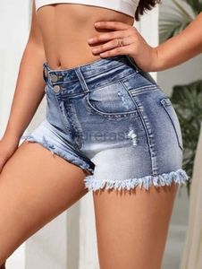 Kvinnors shorts 2023 sommar Nytt mode rippade mager denim shorts för kvinnor sexiga stretch tofs jeans shorts casual kvinnliga kläder s-2xl d240426