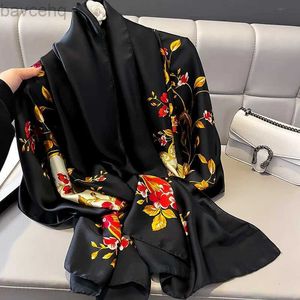 Shawls Silk Scarf Women Shawls Female Fashion Flowers For Traveling Sun Protect Sunscreen Beach Scarves Air Conditioning Wraps Luxury d240426