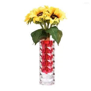 Vasi Dispositivo di disposizione dei fiori leggeri e frantumato cristallo acrilico a forma di diamante a forma di diamante Vaso soggiorno cilindrico