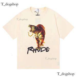 Designer Rhude T-Shirt Luxury Brand Tees Print Tiger T Shirts Mens Womens Short Sleeve Summer Streetwear Tops Lover Clothes High Quality T Shirt Rhude 279
