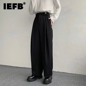 IEFB Fashion Casual Mens Straight Suit byxor Male Lose Solid Color Wide Leg Pants Spring Menwear Trend 9A7641 240420