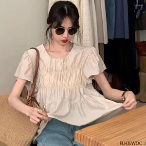 Женские блузки милые летние корейские шикарные топы Blusas Fashion Flhjlwoc Design Короткий шрифт