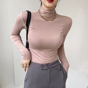 Kadın bluz gömlek tasarımcısı seksi taban gömlek yarı şeffaf sıkı duran yakalı saf pamuk uzun kollu ince fit günlük giyim rahat nazik dokunuş üst boyut S-2XL