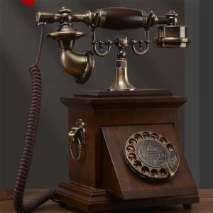 Akcesoria retro kwadrat telefonu telefonu telefoniczne domowe biuro hotel wykonany z drewnianego antycznego zestawu klasycznego klawisz vintage stały telefon telefoniczny identyfikator dzwoniący
