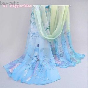 HXMF SHACKS Summer Chiffon Scarf Butterflies Scarves Womens Scarf Long Shawl Spring Chiffon Infinity Scarf Foulard Hijab Scarf 150*40cm D240426