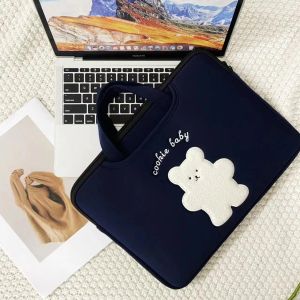 Fall Cute Bear Computer Handbag 13 14 15.6 tum mjuk linerväska för MacBook Air 13.3 Lenovo Huawei HP Laptop Tablet Case Pouch