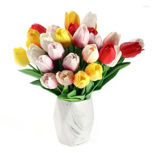 Dekorativa blommor Artificial Real Touch Tulip Fake Flower Bouquet Torkad för Home Garden Gift Wedding Office