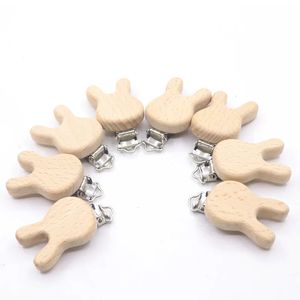 10pcs Pacifier Wooden Birds Clipe Baby Teether Rabit Crafts Ecofriendly Clipes de madeira de madeira para Baby Born Dummy Clip Chains 240416