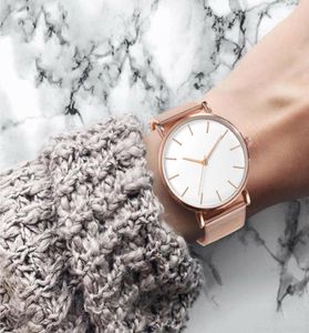 2021 Ultrathin Rose Gold Watch Minimalistyczne siatki kobiety oglądają zegarki Femmal Watch8888264