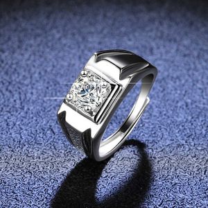 Серлинг Sier 925 Mosang Stone Ring Кольцо одно классическое шесть когтя Mosang Mens Ring Live трансляция для мужских колец