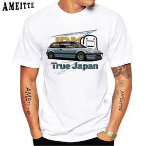 Camisetas masculinas Novas homens de verão short slve true japão civic ef impressão t-shirt hip hop boy casual tops harajuku homem branco ts t240425