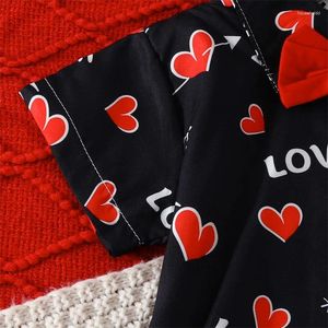 Kleidung Sets Baby Boy Valentines Day Outfit 1-5T Herzdruck Bowtie Kurzarm Shirts Tops und Shorts süße Kleidung für Kleinkind