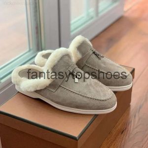 Loro Piano LP Designer Slippers Buckle Classic Wool Womens Nasual Super Sole Sole High Flastic Beech Tendon أسفل الحذاء شببر