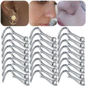 100pcslot 20g 18g Piercings de nariz de cristal Piercing no nariz permeando nez anéis de nariz de aço inoxidável perfurando jóias Nariz8517993