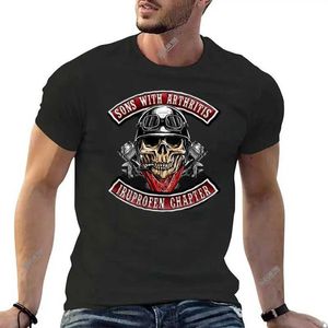 Мужские футболки Новый сын с артритом ибупрофен глава старый байкерский мотоцикл на спине Men