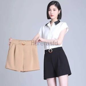 Kvinnors shorts Kvinnor Summer Korean Löst mode Solid Color Ice Shreds High midjan Wide Ben Shorts Women kläder Casual All-Match Sexig Shorts D240426