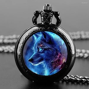 Orologi tascabili classici Vintage Cool Blue Wolf Design Quarz per donne guardano regali di gioielleria per clock a ciondolo unico