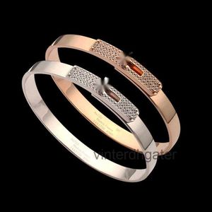 High-end Luxury H Home Bangle H letter rotary buckle semi diamond bracelet Yajin womens Diamond Bracelet