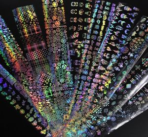4100cmroll holografisk nagelfolie flammaskros panda bambu holo nagelkonst överföring klistermärke vatten glid nagel konst dekaler9911070