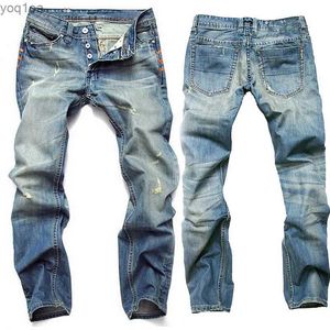 Herren Jeans Blau gerade Knopf Herren Europäische und amerikanische Mode, die regelmäßig für Denim Jeans nostalgische Jeans übergroßen Jeans All Seasonssl2404 geeignet sind