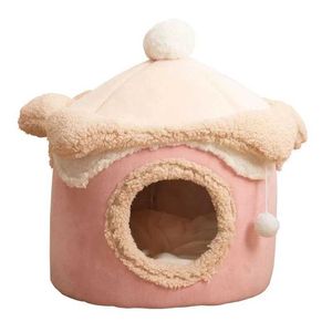 Cat Carriers Crates Houses Warm Winter Cat and Dog House Deep Sleep Pet Nest Geometry Glass House Fun och bekväm bo Small Cat and Dog Pet Supplies 240426