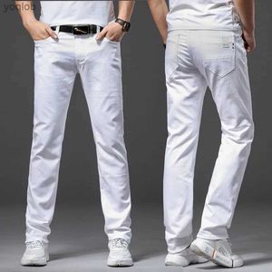 Jeans masculinos primavera e verão branco elástico elástico macio jeans moda e casual estilo ultrafino calças masculas marca de ponta de ponta de ponta