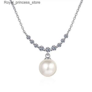 Pendant Necklaces S925 Sterling Silver Necklace Chain Source 8mm Flameless Pearl 0.3ct Mosonite Necklace Q240426