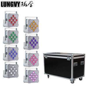 8pcs Lot Uçuş Kılıfı 9x18W RGBWA UV 6IN1 Pil Powered Kablosuz DMX aşama ışık LED PAR IŞIK UPLIGHT3044