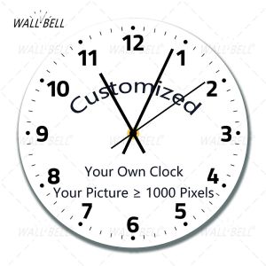 Orologi personalizzati il tuo orologio da parete rotondo silenzioso non ticchettio da parete non ticchettio personalizzare orologi personalizzati orologio in legno fai -da -te decorazione per la casa wb089