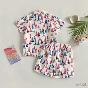 Clothing Sets 4th of July Baby Boy Outfit USA Flag Short Sleeve Button Down Shirt Casual Shorts 2Pcs Set Independence Day Outfits