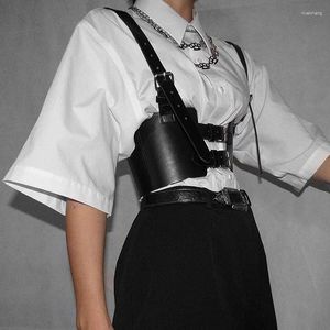 Cintos moda cummerbunds fivela ajustável preto punho de couro feminino bustier menina punk street cintura espartilho acessórios