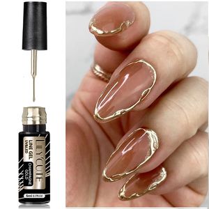 LILYCUTE 5ml SuperBright Metallic Liner Gel Polish Gold Silver Mirror Nail French Style Drawing Line Art Vernis 240425