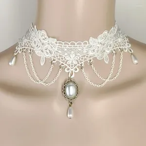 Collane a pendente in pizzo mesh pietre pietre estetiche collana estetica moda semplice catena clavicola donna femminile gioielli di matrimonio regalo regalo di compleanno