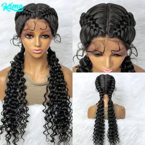 Парики плетеная парики Синтетические кружевные передние волосы парик для водяной волны для африканской женщины афро фронтальный круговой штиль