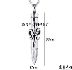 Designer Chrome Pendant Necklace Creative Accessories Titanium Steel Bullet Cast Men039s Hearts Original Lover Gift Cross CH C1949459