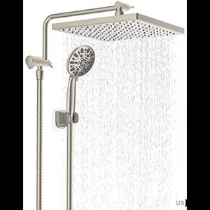 Bathroom Shower Heads Hibbent Metal Shower Head 10 High Pressure Rainfall Shower Head/Handheld Showerhead Combo with 12 Adjustable Shower Exten