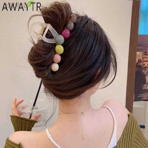 Hårklämmor Barrettes Awaytr Retro Fashion Colorful Love Hair Crab Hair Claw Clip Elegant Pononyil Clip Geometric Hair Clip Girl Bath Hair Accessories 240426