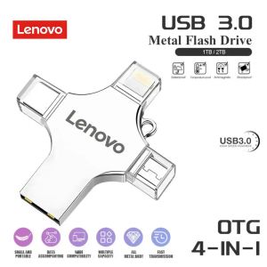 محول Lenovo 2tb USB 3.0 Typec Flash Drive 1TB 512GB 256GB 128GB Pendrive 3 in 1 High Speed ​​USB Memory Stick for Android Micro/PC