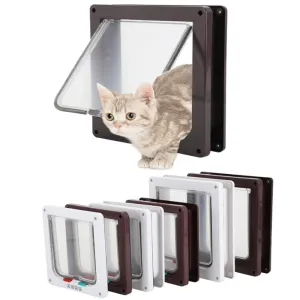 Cages S/M/L 2 Colors Cat Flap Door With 4 Way Lock Security Flap Door For Dog Cat Kitten Small Pet Gate Door Kit Pet Safety Gate