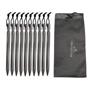 Barınaklar hikevictor 10pcs 18cm alüminyum alaşım çadır mandalları kamp çivileri çantalı çanta açık depolama kapağı kılıfı ile rüzgar ipi