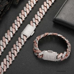 Fasion Bransoletka projektant biżuterii Kain Cuban Link Certyfikowane VVS Moissanite 20 mm czyste szterling Sier Naszyjnik lodowany Cains for Men Prezent