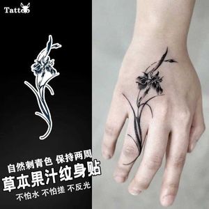 Tattoo Transfer Herbal Juice Tattoo Stickers for Women Finger Lasting Tattoo Sexy Iris Flower Temporary Tattoos Clavicle Waterproof Fake Tattoo 240427