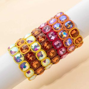 Pärlstav 2024 Ny design vinterkristallpärla armband färgglada elastiska kvinnor handgjorda bohemiska glänsande smycken