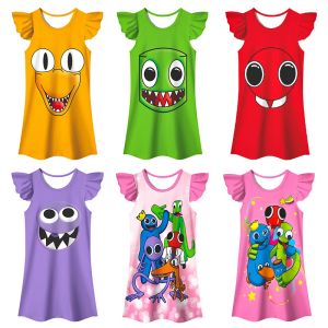 Care Rainbow Friends Nightdress for Girls Loungewear Kids Sleepwear for Sleeping Homewear Lotus Leaf Home Clothes Child Girl Pijama