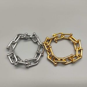 Cold air U-shaped horseshoe buckle star matching 18k gold high-quality thick bracelet