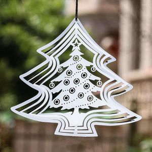 Decorative Figurines Whirligigs Wind Spinner Catcher Christmas Tree Stainless Steel 3D Flowing Chimes Mirror Garden Hanging Decor Bird