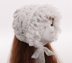 Kadın Viktorya Dantel Bonnet Sevimli Lolita Vintage Black White Maid Cosplay Kostüm Şapka Hızlı Gönderi 6199825