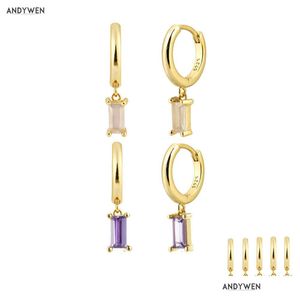 Charm 925 Sterling Sier Gold Fine Purple Pendiente Piercing Drop Ohrring 2021 Mode Luxuskristallkreis Rund Schmuck Lieferung EA DH1FJ